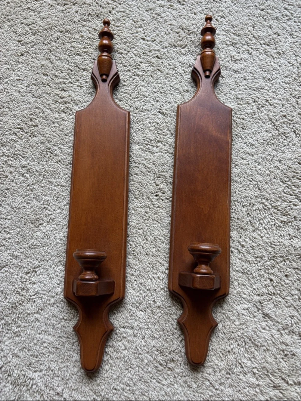 Vintage MCM Tell City Wood Wall‎ Candle Holders Sconces Mid Century Modern Set